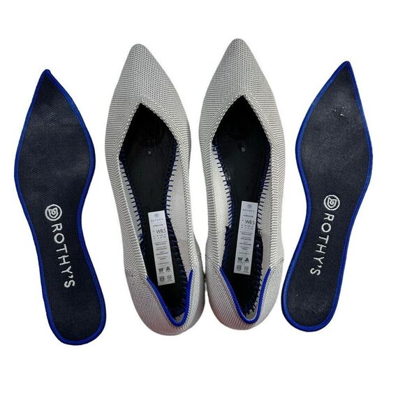 Rothy’s Women’s Knit Solid Light Grey Pointed Toe Flats Shoes Size 8.5 - Picture 3 of 9